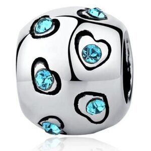 Blue Zircon Heart Charm